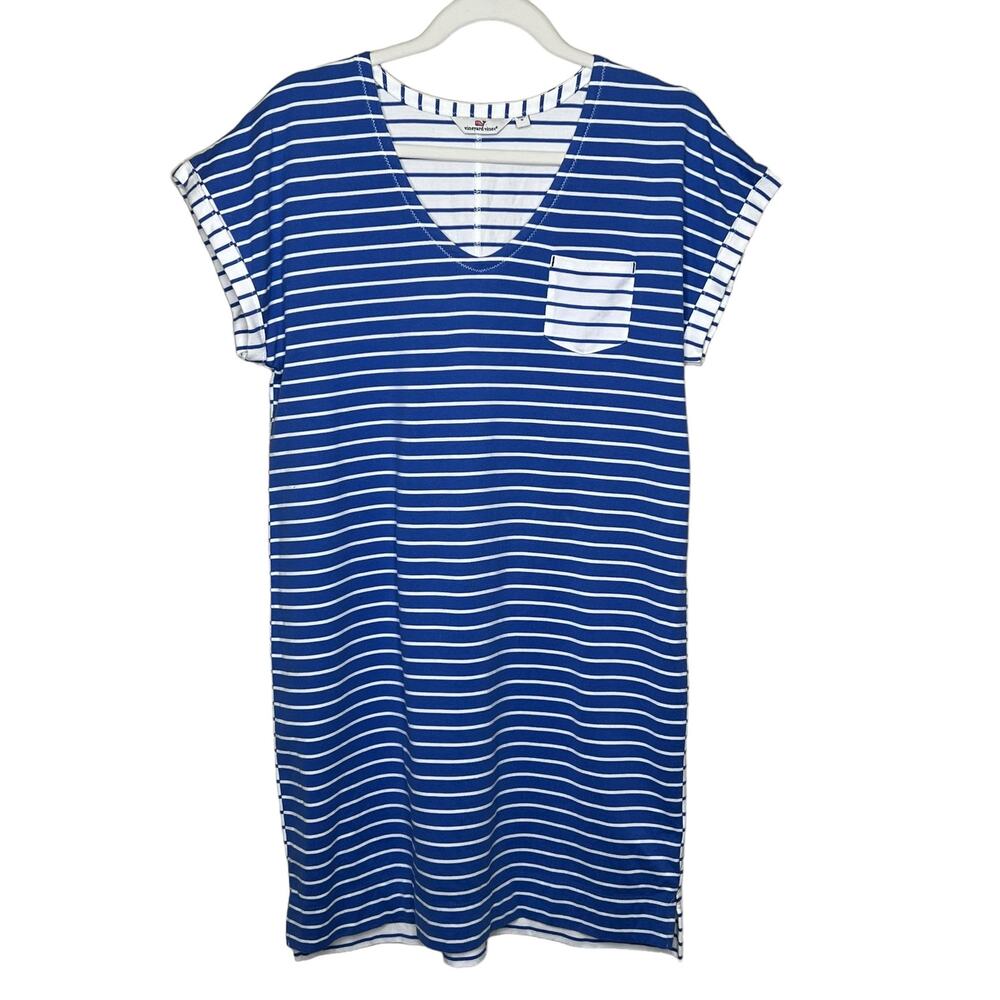 Vineyard Vines Cotton V - Neck Mixed Stripe Dress Size Small